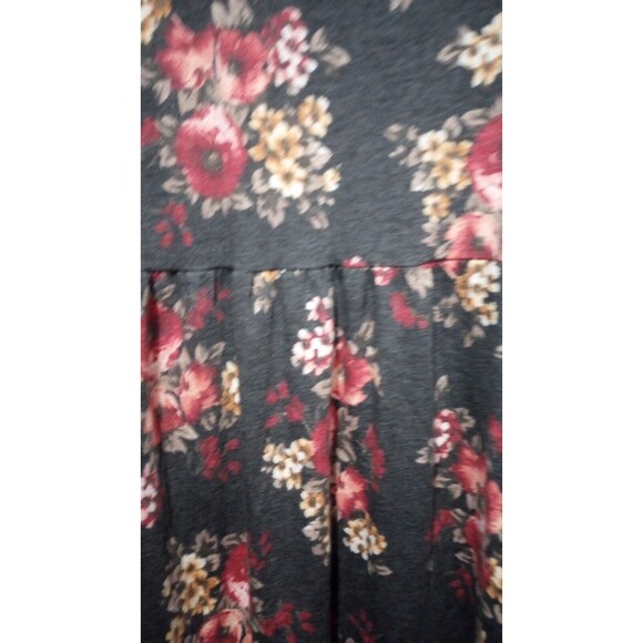 Acting Pro Woman Dress/Tunic Plus Size 3XL Gray Long Sleeve Floral Midi Boho - Picture 3 of 7